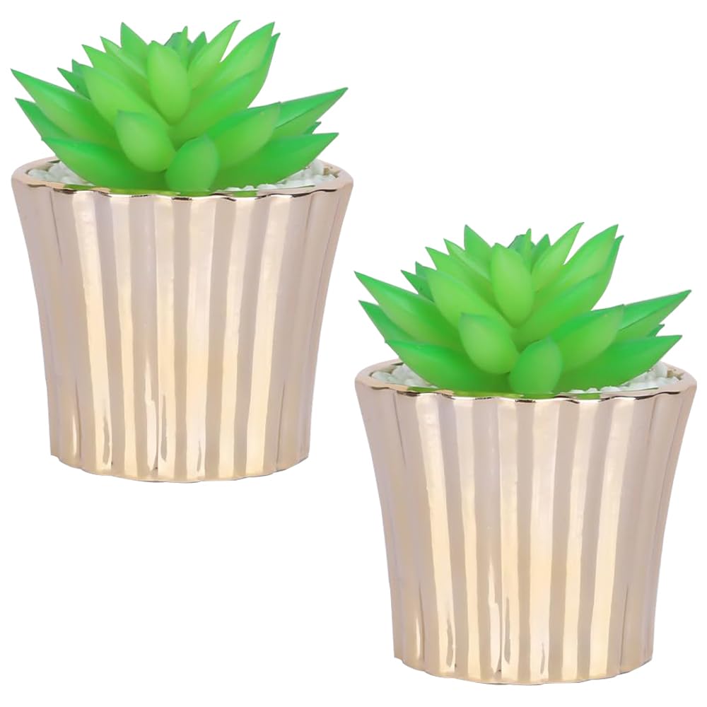 Kuber Industries Artificial Plants for Home D?cor|Natural Looking Indoor Fake Plants with Pot|Artificial Flowers for Decoration-Pack of 6 (Green)