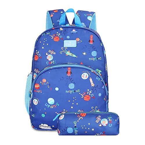 Gleevers X The Clownfish Cosmic Critters Series Printed Polyester 15 Litres | Kids Backpack School Bag with Free Pencil Staionery Pouch | Return Gift bags for kids birthday | Gift for Kids