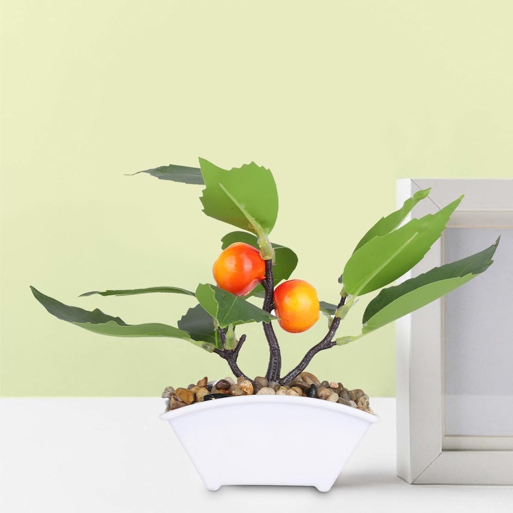 Ekhasa Orange Fruit Plant Pot with Artificial leaves for Home Decoration | Guldasta Plants Pots with Artificial Show Fruits for Living Room, Dining Table, Bedroom, Hall, Office & Home Decor