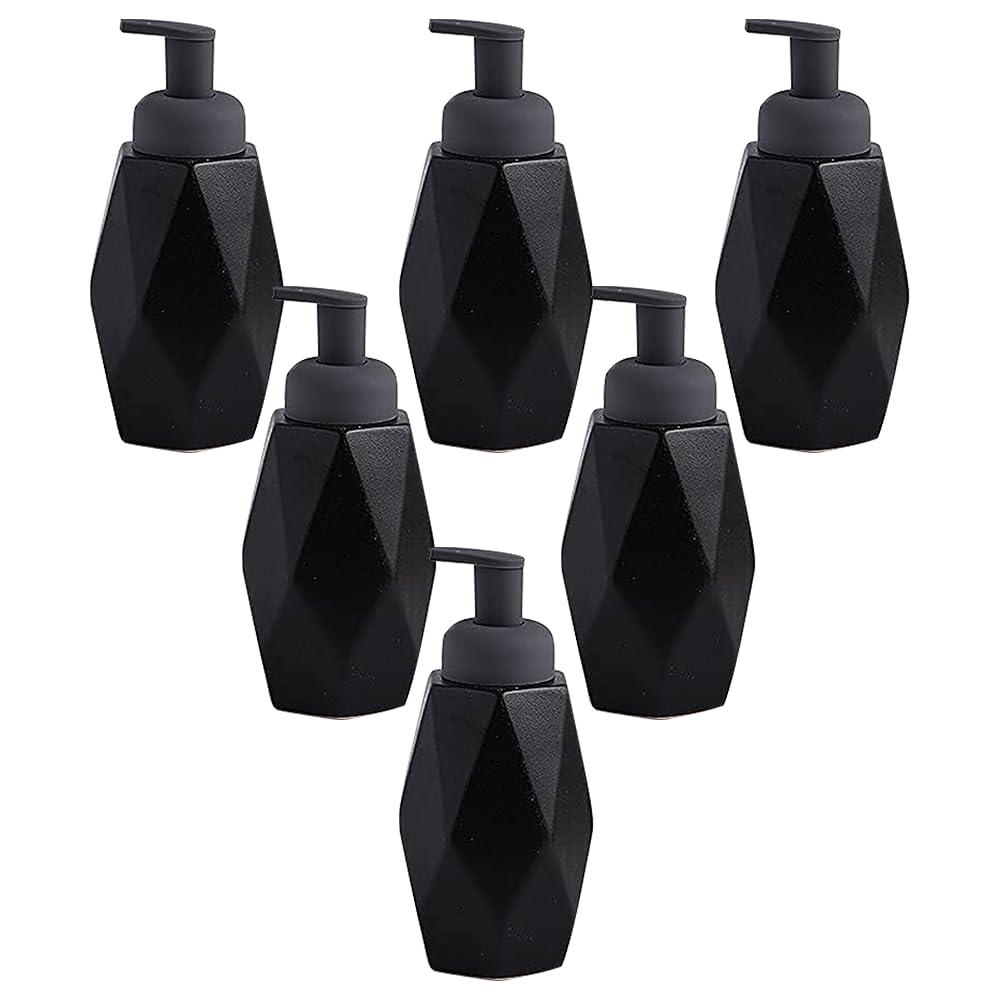 The Better Home 400ml Dispenser Bottle - Black (Set of 6) | Ceramic Liquid Dispenser for Kitchen, Wash-Basin, and Bathroom | Ideal for Shampoo, Hand Wash, Sanitizer, Lotion, and More