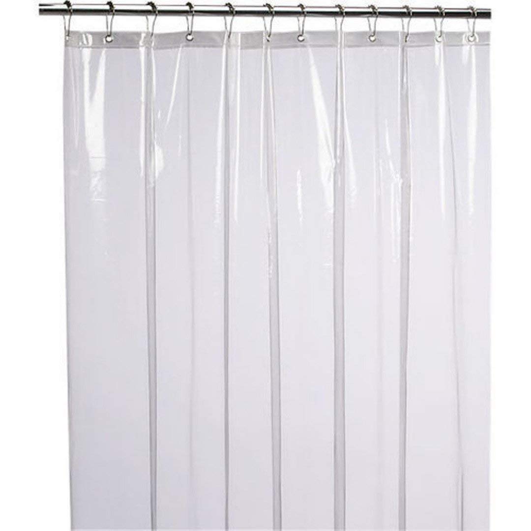 Kuber Industries Transparent PVC Shower Curtain - 9ft, White, Standard (Curtain41)