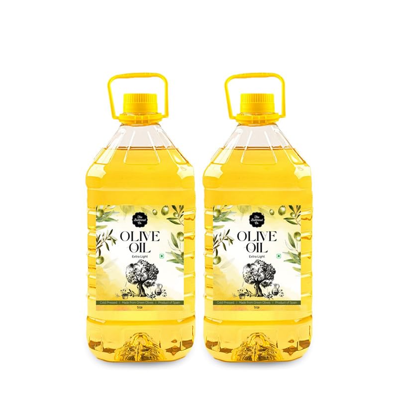 The Butternut Co. Cold Pressed Extra Light Olive Oil, Premium Cooking Oil, Perfect for Frying, Dressing, Garnishing & Drizzling on Salads, Good for Digestion and Heart, Daily Use, 5 Litres (Pack of 2)