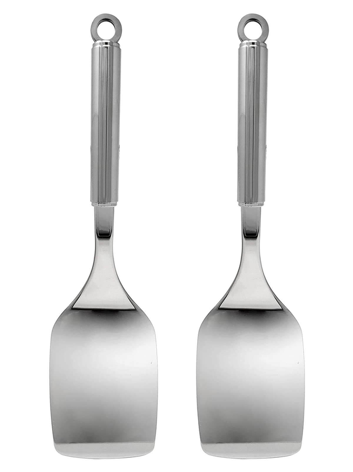 Kuber Industries Stainless Steel Turners/Spatulas/Cooking Turner/for Dosa, Roti, Omlette, Parathas, PavBhaji-Pack of 2 (Silver), Standard, (49KM0123)