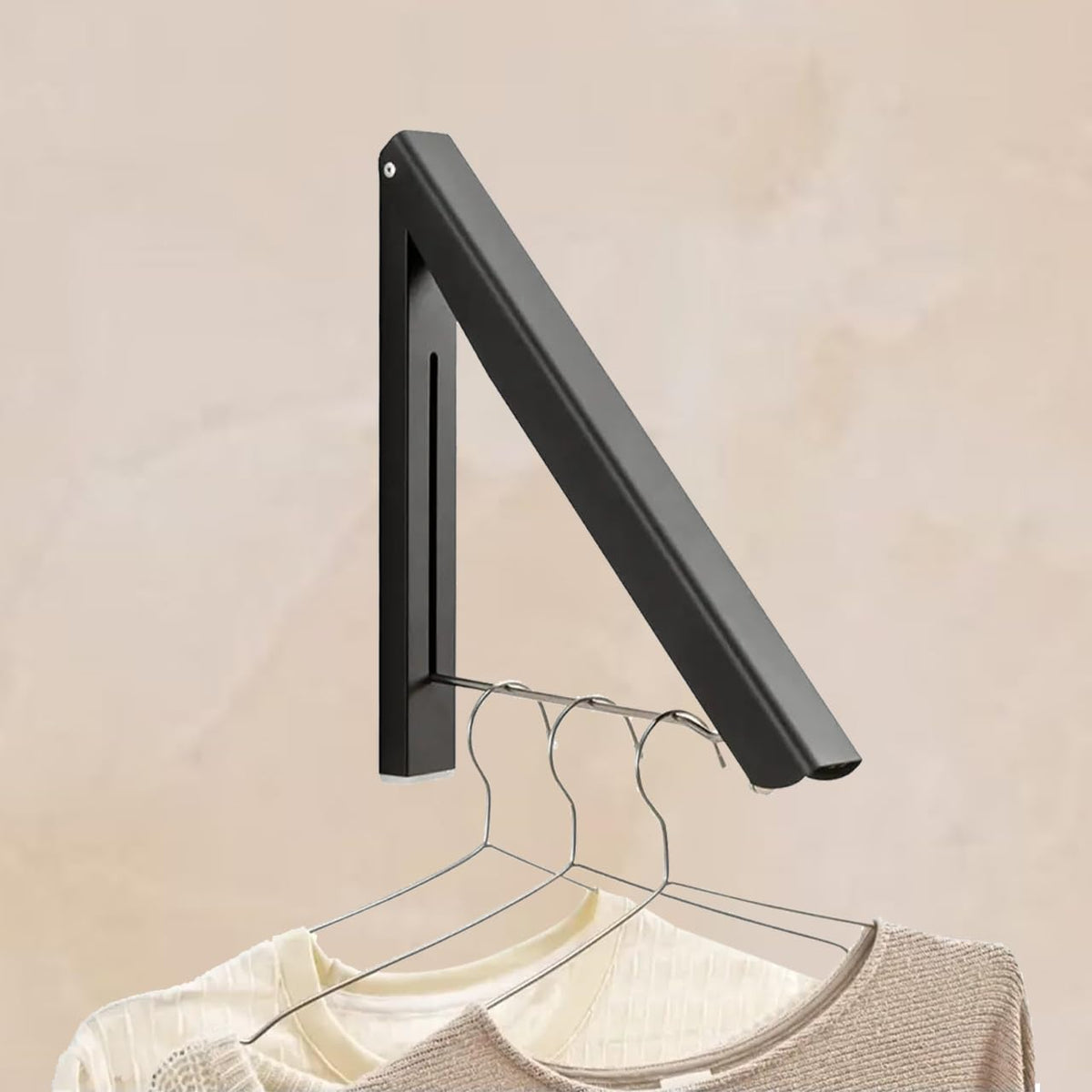 Kuber Industries Pack of 6 Cloth Drying Rack | Wall Mounted Drying Rack | Drying Rack for Toilets | Rack for Bathrooms | Clothes Rack for Bedrooms | Drilling Installation Rack | EN002 | Black