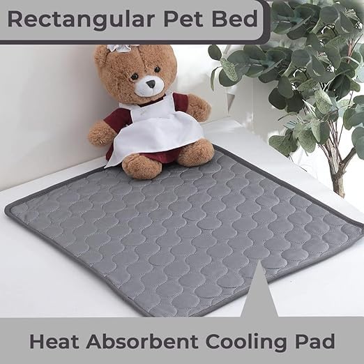 Petvit Rectangular Dog & Cat Bed|Premium Cool Ice Silk with Polyester with Bottom Mesh|Multi-Utility Self-Cooling Pad for Dog & Cat|Light-Weight & Durable Dog Bed|ZQCJ001DG-S|Dark Grey