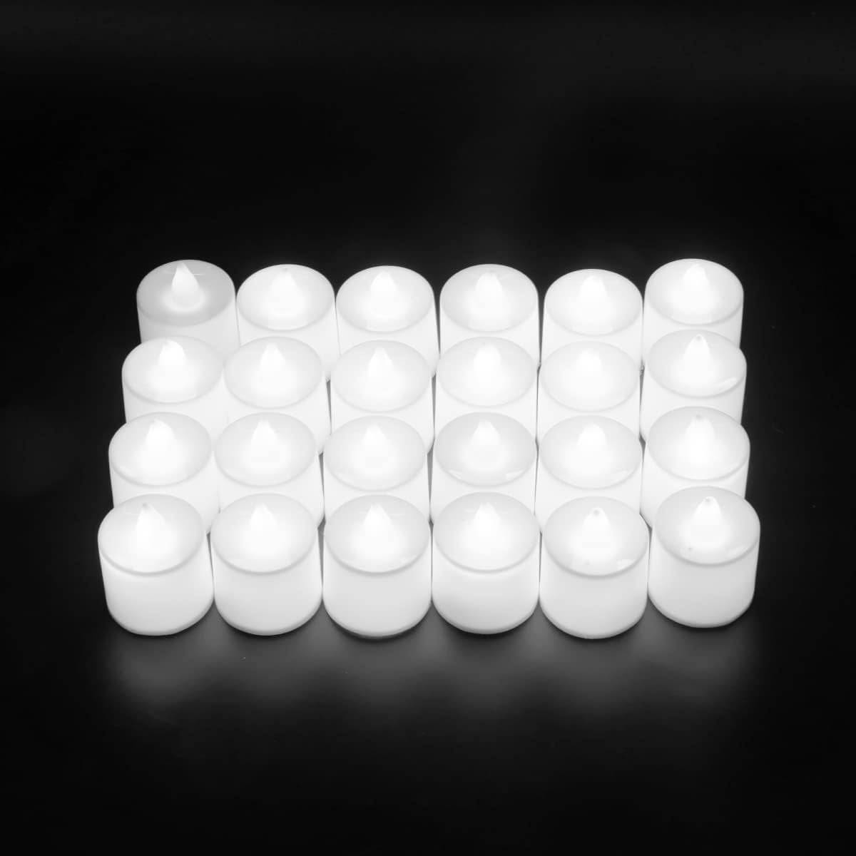 Kuber Industries LED Tea Light Candles for Home Decor |Battey Operated |Yellow Light |Safe & Easy to Maintain |Diwali Lights for Decoration Festivities & Parties|BO-051702A|White|Set Of 24 (Pack Of 3)