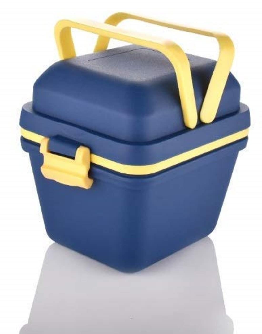 Urbane Home Lunch Box|Unbreakable Plastic 3 Compartment Tiffin with Handle|Durable Lunch Box with Push Lock,500 ML (Blue)