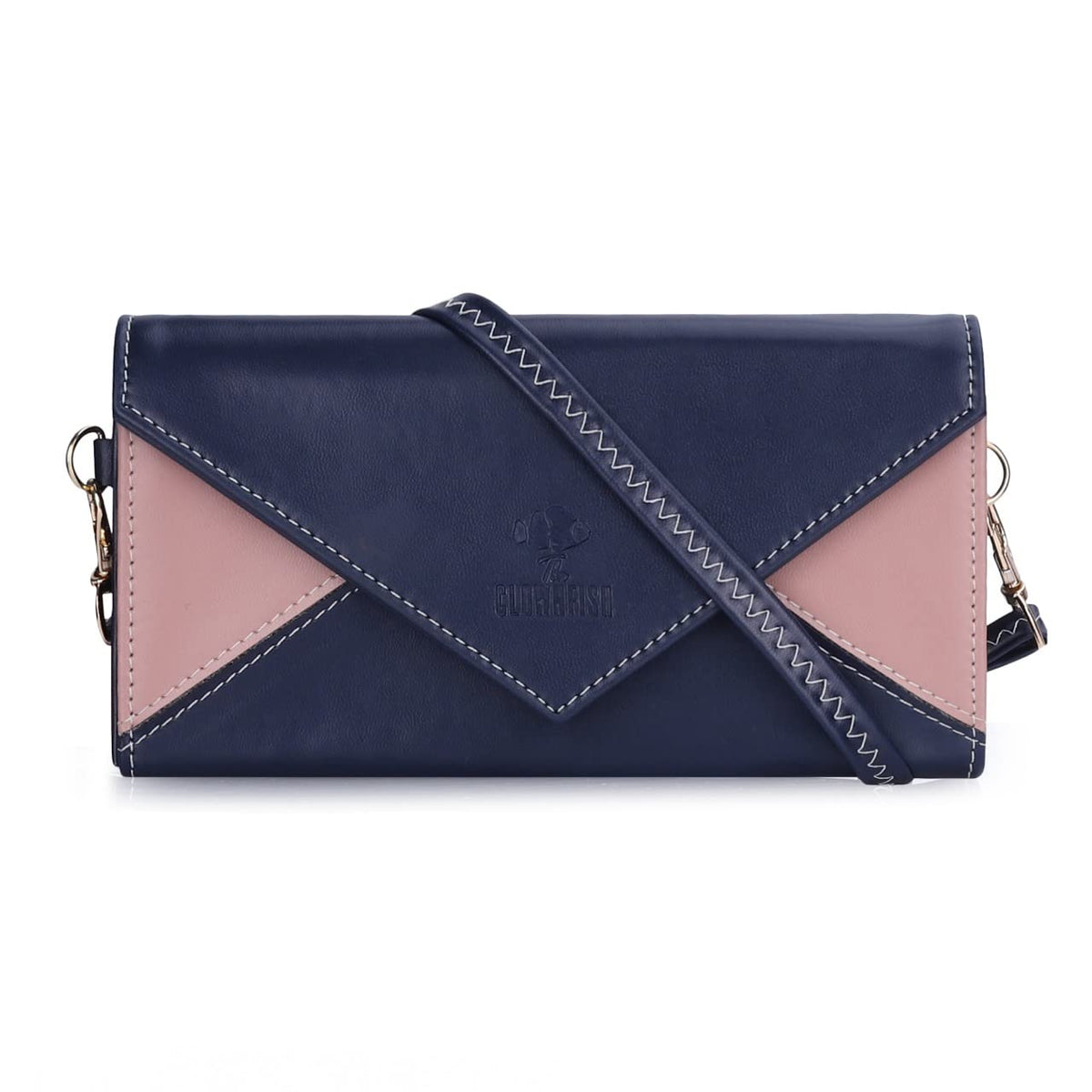 The Clownfish Asmi Collection Ladies Wallet Purse Sling Bag with Shoulder Belt (Navy Blue)