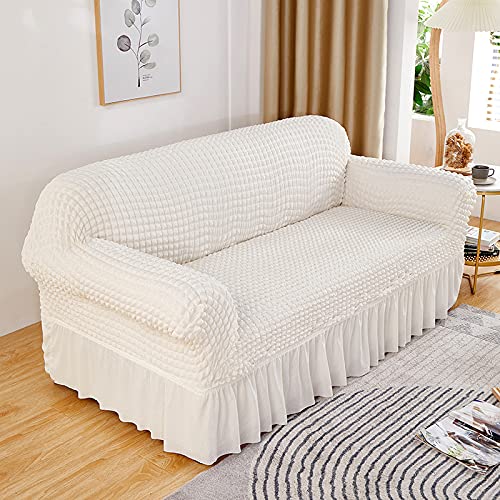 Homestic Sofa Cover | 3-Seater Sofa Cover | Sofa Chair Cover | Couch Cover for Hall | Universal Sofa Slipcover | Elastic Spandex Sofa Cover for Living Room | 3SSC001 | White