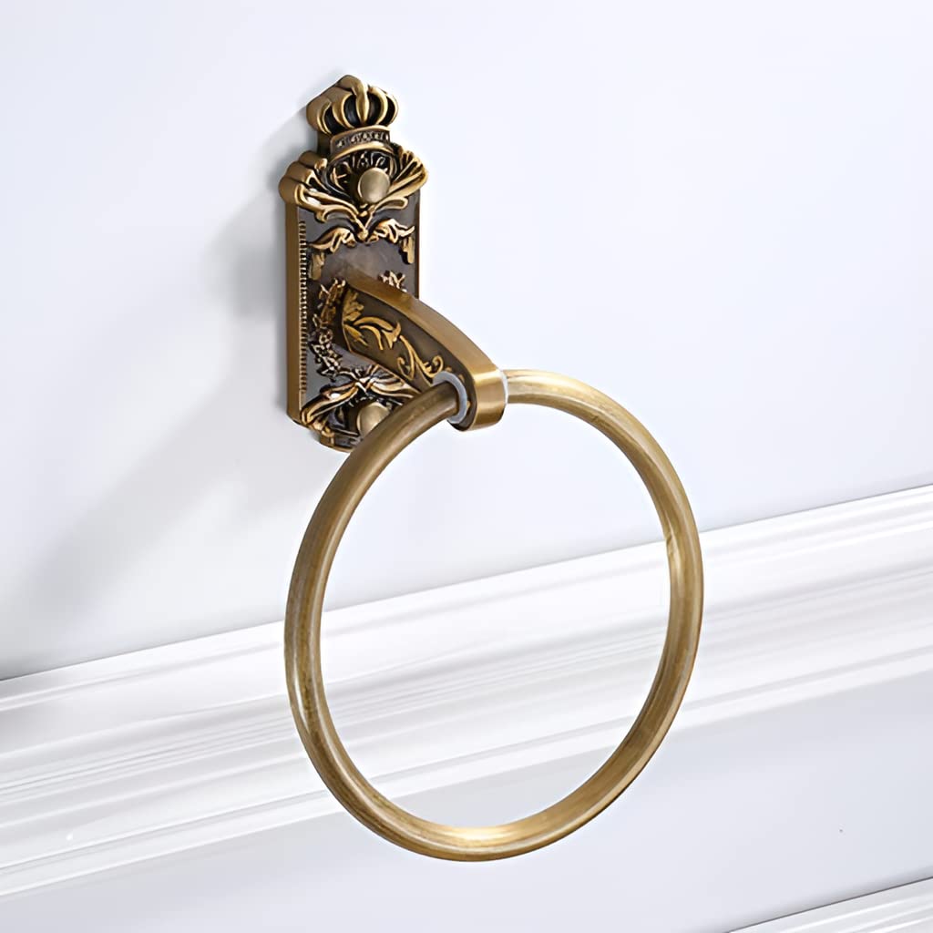 Plantex Aluminium Antique Towel Ring/Napkin Holder/Towel Hanger/Bathroom Accessories (Brass-Antique Finish)