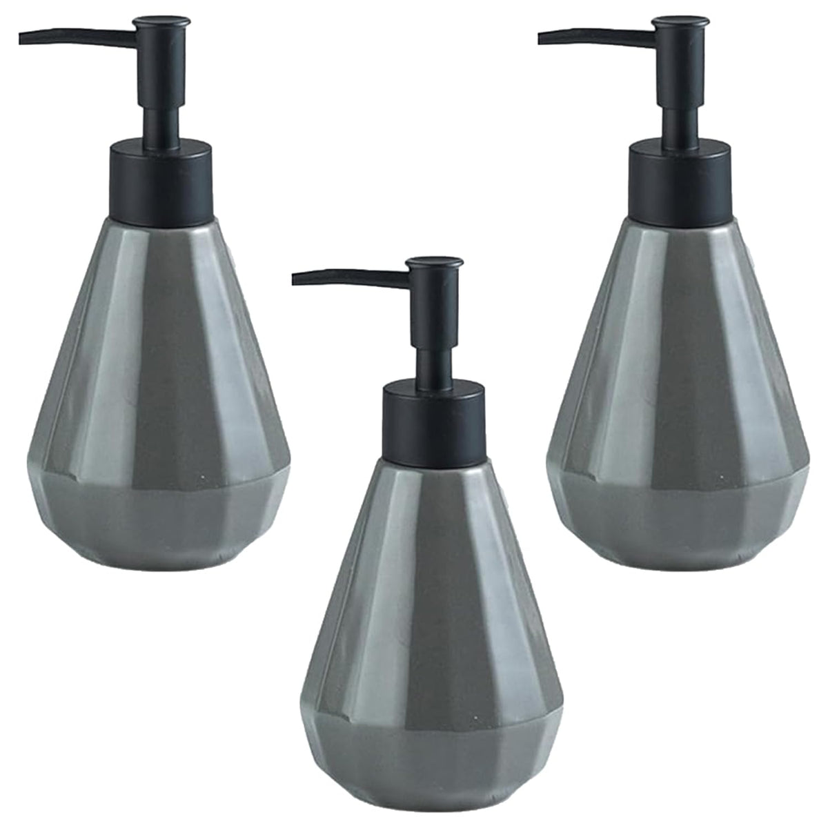 Kuber Industries Liquid Soap Dispenser | Handwash Soap Dispenser | Soap Dispenser for Wash Basin | Shampoo Dispenser Bottle | Bathroom Dispenser Bottle | Pack of 3 | 250 ml | Gray