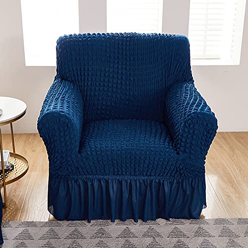 Kuber Industries Pack of 3 Sofa Cover |Single Seater Sofa Cover | Sofa Chair Cover | Couch Cover for Hall | Universal Sofa Slipcover | Elastic Spandex Sofa Cover for Living Room | OSSC002 |Dark Blue