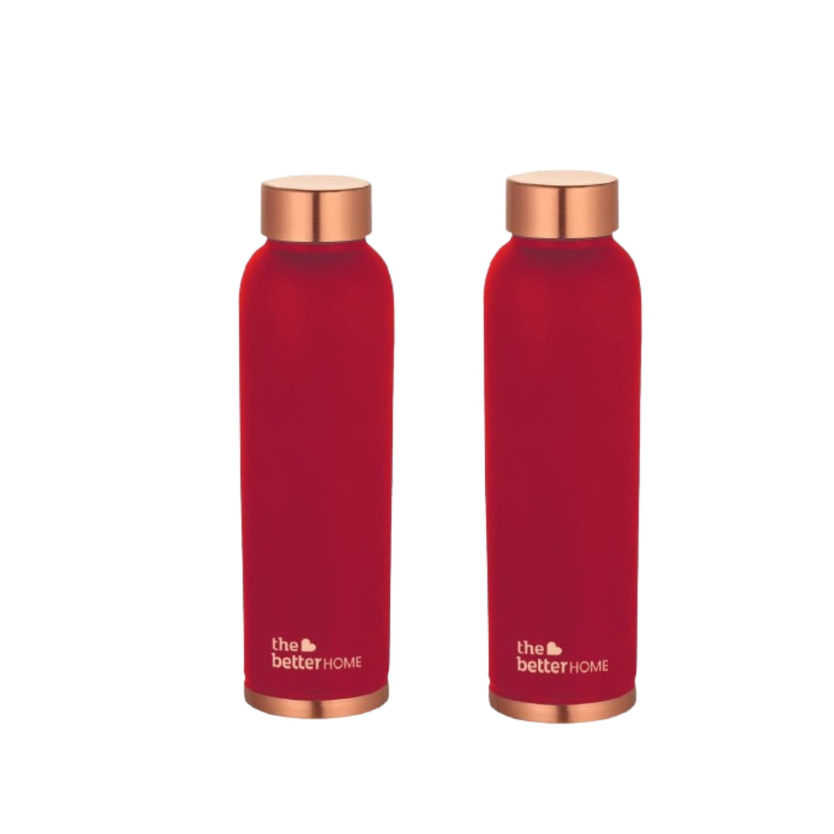 The Better Home Copper Water Bottle 1 Litre | 100% Pure Copper Bottle | BPA Free Water Bottle with Anti Oxidant Properties of Copper Blue Pack of 2 (Maroon)