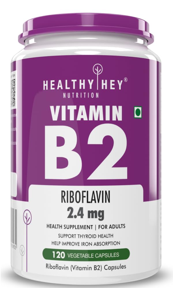 HealthyHey Nutrition Vitamin B2 - Riboflavin - 120 Veg Capsules