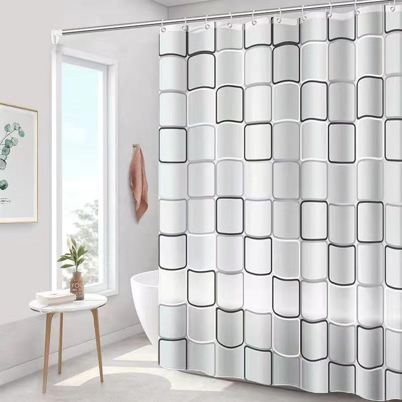 Kuber Industries Shower Curtain | PEVA Shower Curtain | Bath Drape | Shower Curtain for Bathroom | AC Shower Curtain | Shower Curtain for Hotel-Home with 12 Hooks | FQ001MC | Multicolor