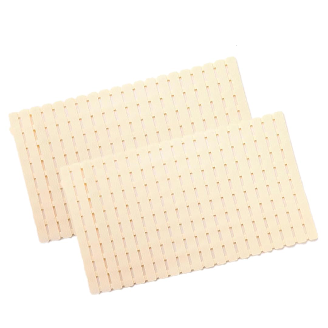 SAVYA HOME Pack of 2 PVC Bathmats | 40x71cm | Anti-Skid mat, Living Room mat, Doormat, Multipurpose mat| Quick dry bath mat|Non Slip bath mat|Bath tub mat| (Beige)