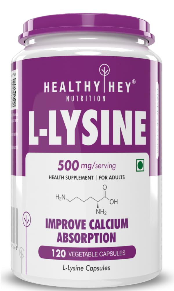 HealthyHey Nutrition L-Lysine 120 Vegetable Capsules