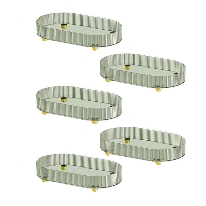 Kuber Industries Pack of 5 Multipurpose Decorative Tray | Makeup Organiser, Bathroom Vanity Tray, Dresser Tray, Kitchen Countertop Organiser Tray | Anti Slip and Decorative | YM.6403 | Dark Green