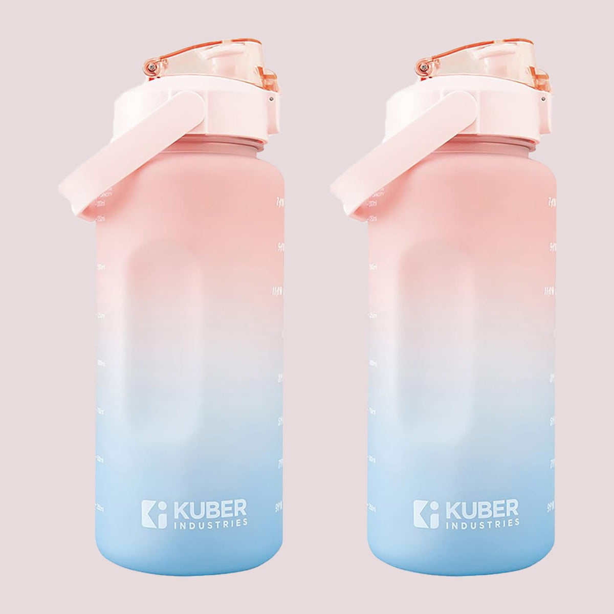 Kuber Industries Motivational 2 LTR Water Bottle with Time Marker|BPA Free,Leakproof,Non-Toxic & Durable|Sipper Water Bottle for Kids & Adults with Straw|For Gym,Home,Office & School |Pink (Pack Of 2)