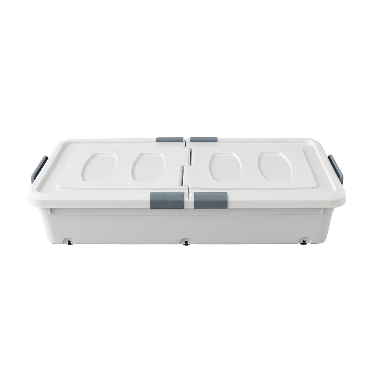 Kuber Industries Pack of 2 Underbed Storage Box | Storage Box with Double Open Lid and Wheels | Multipurpose Dustproof & Stackable Storage Box | YN156 | Gray & White