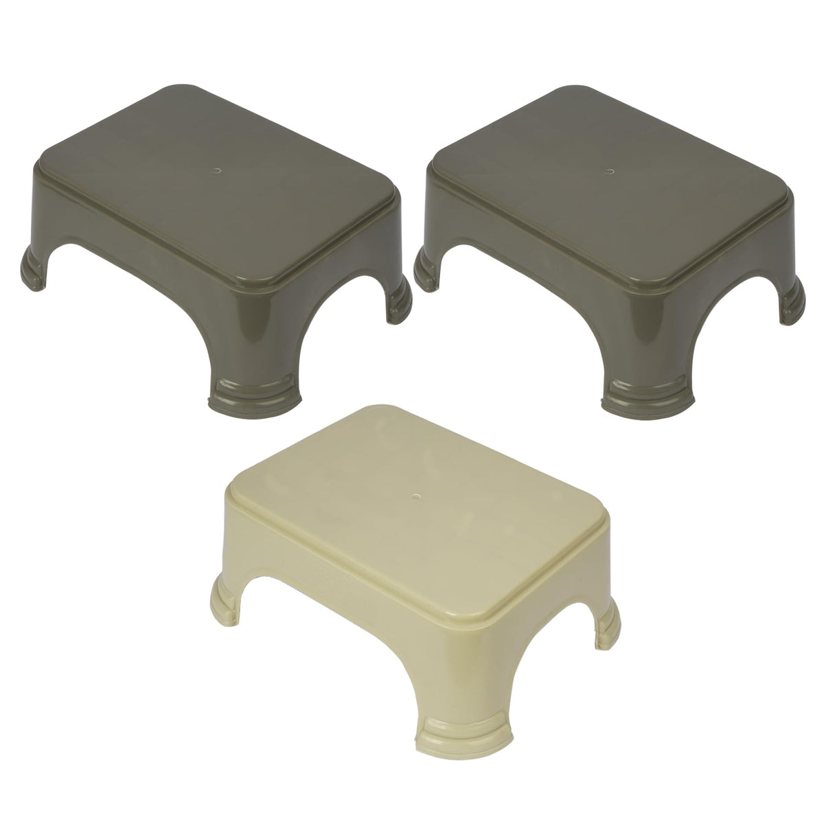 Heart Home Bathroom Stool | Bathroom Plain Square Stool | Plastic Stool For Bathroom | Stool for Kitchen | Bathroom Patla | Support Stool for Bathroom | P6 | Pack of 3 | Multi