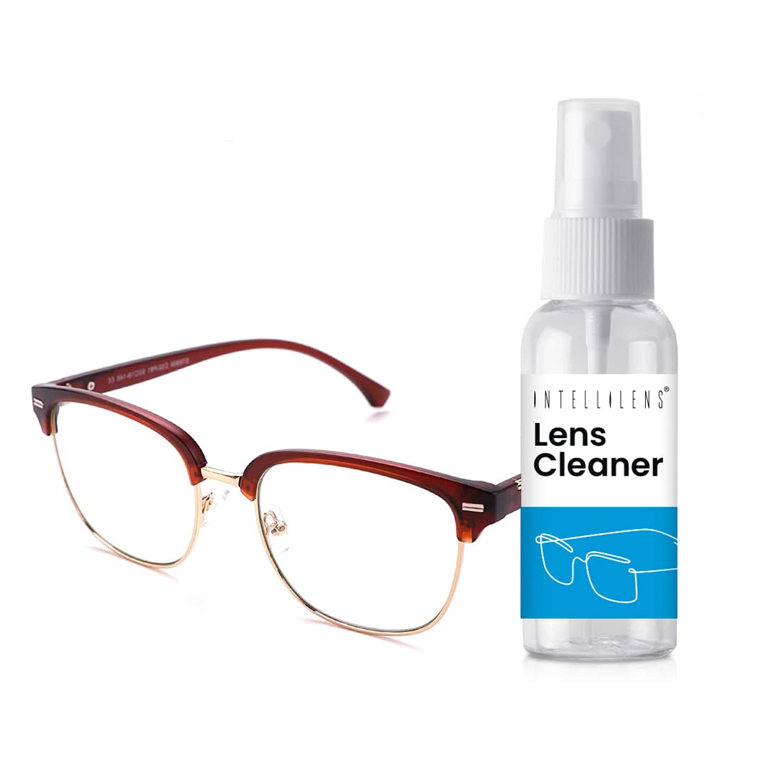 Intellilens Round Blue Cut Glasses - Includes lens cleaner for maintenance