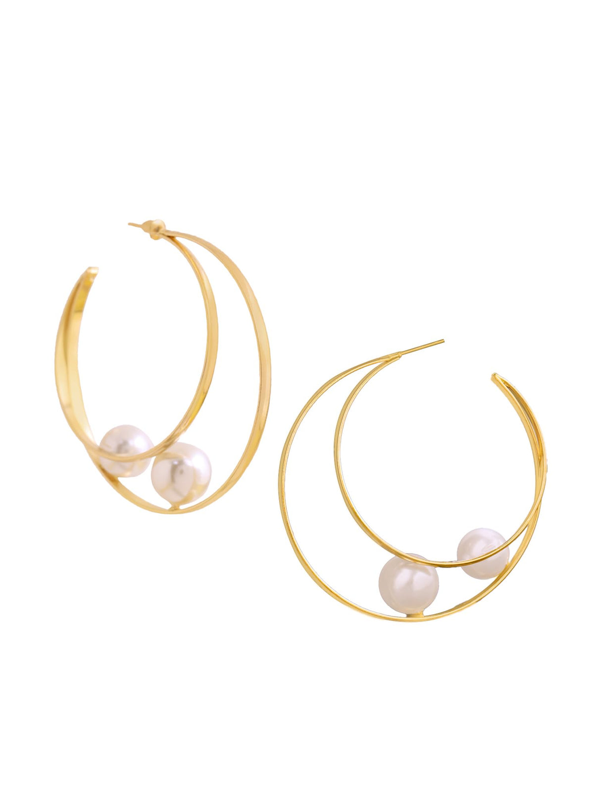 Yellow Chimes Pearl Hoop Earrings for Women | Fashion Golden Women Earrings | Western Style Gold Plated White Pearls Big Hoop Earrings for Girls | Birthday Gift for Girls Anniversary Gift for Women