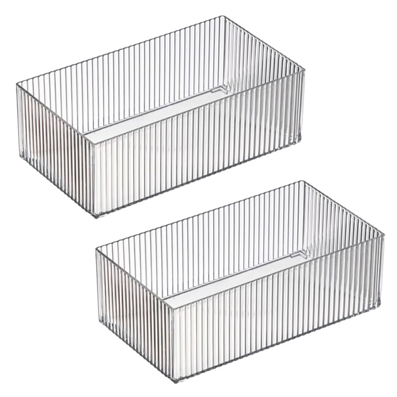 Kuber Industries Rectangular Cutlery/Cosmatic/Desk Organizer|Basket For Storage, Books, Toys-Pack of 2 (Transparent)