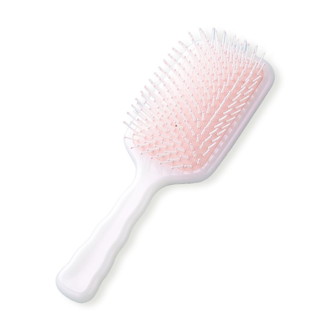 Rey Naturals Detangler Hair Brush | Flexible Bristles | Paddle Brush with Cushioning | Wet & Dry Hair | Pain Free Detangling | Hair comb | Hair brush for Women and Men (Pink)