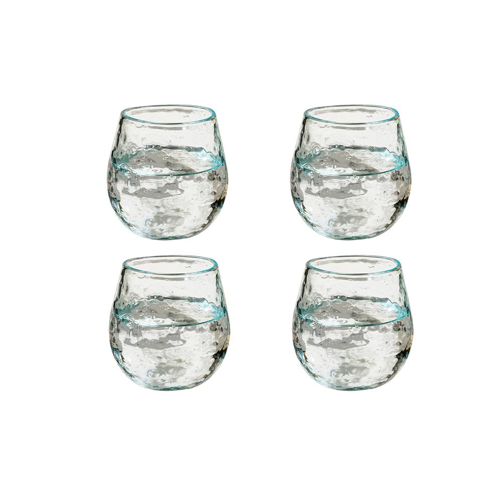 Ellementry Quoise Glass Tumbler Set of 4 (350 ml) (Round) | Transparent | Clear Glasses for Home, Kitchen, Office |Reusable Glass Tumblers for Cold Coffee, Smoothies, Juice & Milk�