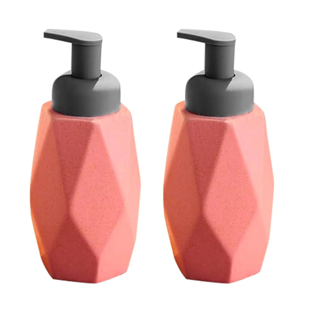 The Better Home 400ml Dispenser Bottle - Pink (Set of 2) | Ceramic Liquid Dispenser for Kitchen, Wash-Basin, and Bathroom | Ideal for Shampoo, Hand Wash, Sanitizer, Lotion, and More