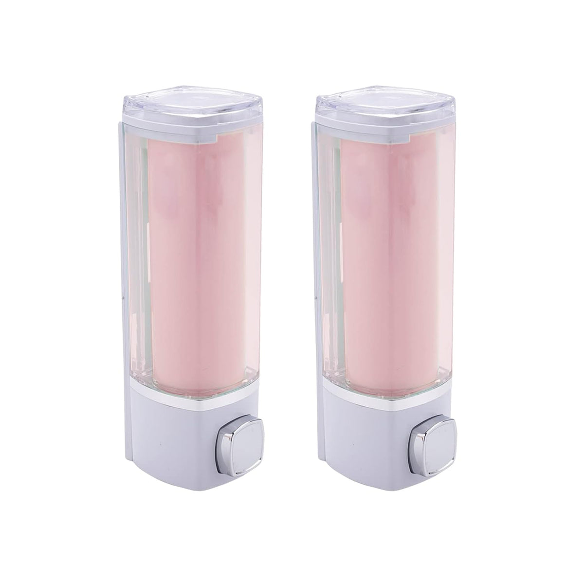 Kuber Industries Manual Shampoo & Soap Dispenser | Wall Mounted | Soap Dispenser for Kitchen & Bathroom | Refillable, Lightweight & Durable | Easy to Clean |Pink- 250 ml (Pack of 2)