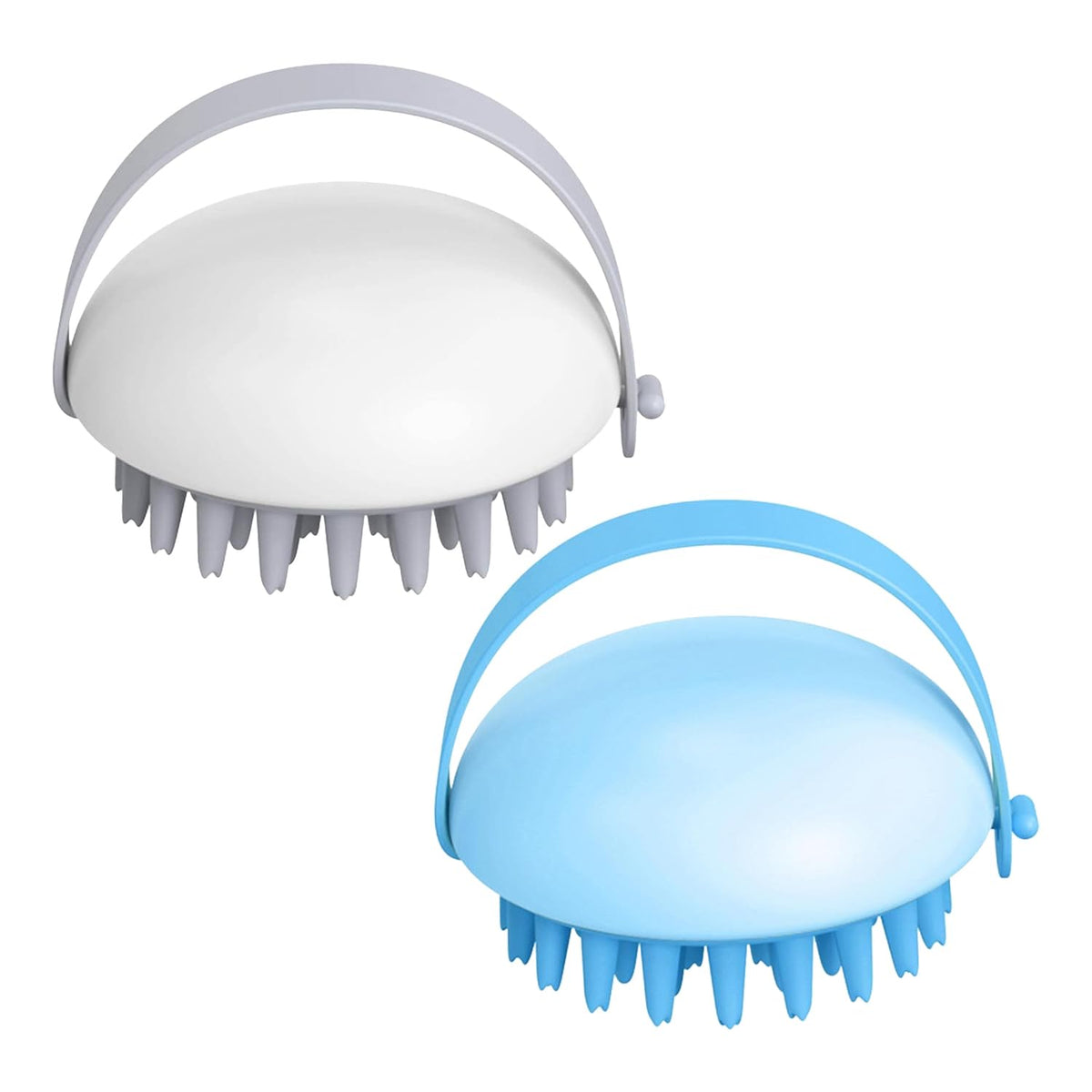 Kuber Industries Hair Massager Shampoo Brush | Soft Silicone Bristles | Shampoo Brush for Hair Washing | Massager Brush For Dandruff | XJPNKU-XJBLEU-XJWTEU |Pack of 2| Multi