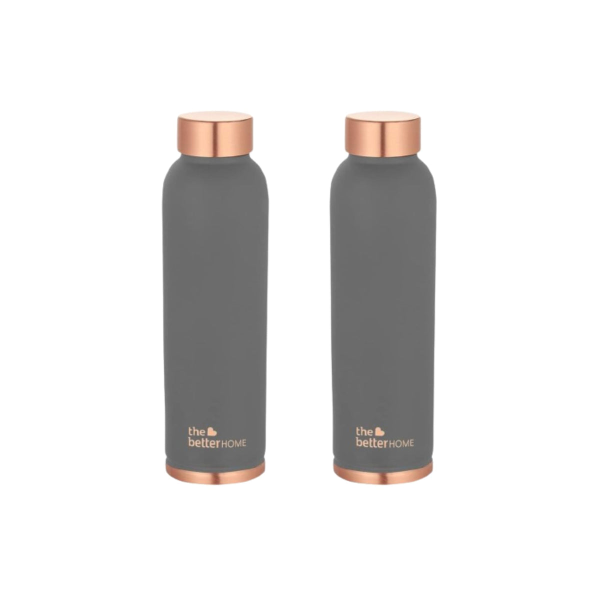 The Better Home Copper Water Bottle 1 Litre | 100% Pure Copper Bottle | BPA Free Water Bottle with Anti Oxidant Properties of Copper Blue Pack of 2 (Grey)