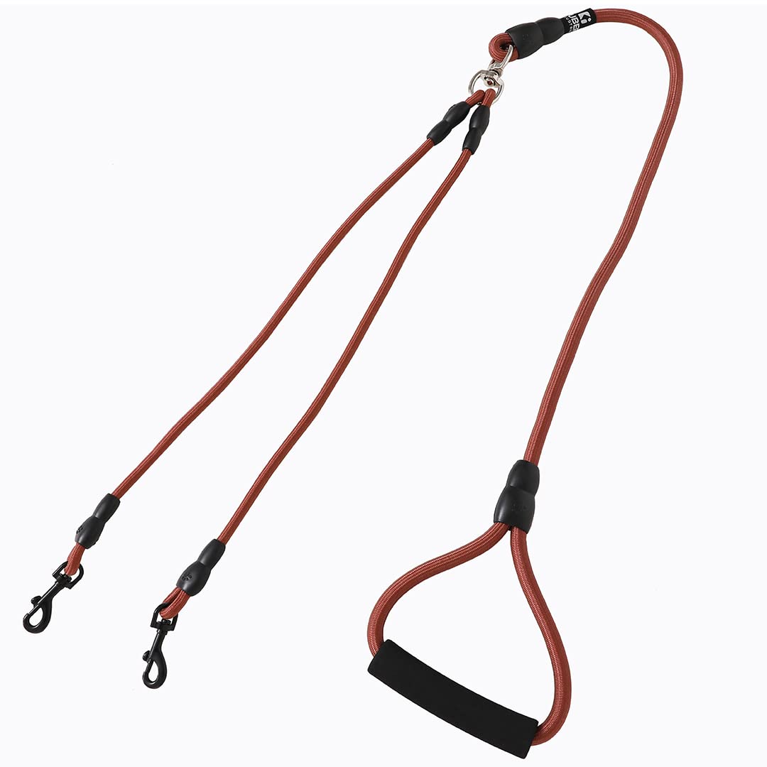 Kuber Industries Double Coupler Dog Leash | Double Dog Leash | Premium PP Fabric | Durable Metal Hooks | 360° Swivel, No Tangle Design | Coffee | Convenient and Tangle-Free Dog Walking Solution