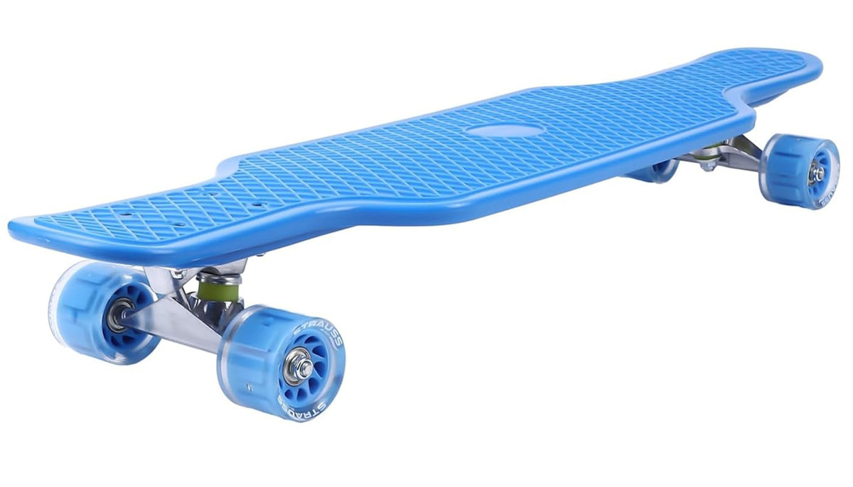 STRAUSS Cruiser Skateboard| Penny Skateboard | Casterboard | Hoverboard | Anti-Skid Board with High Precision Bearings | Wheels with Light |Ideal for All Above 8 Years (31 X 8 Inch), (Blue)