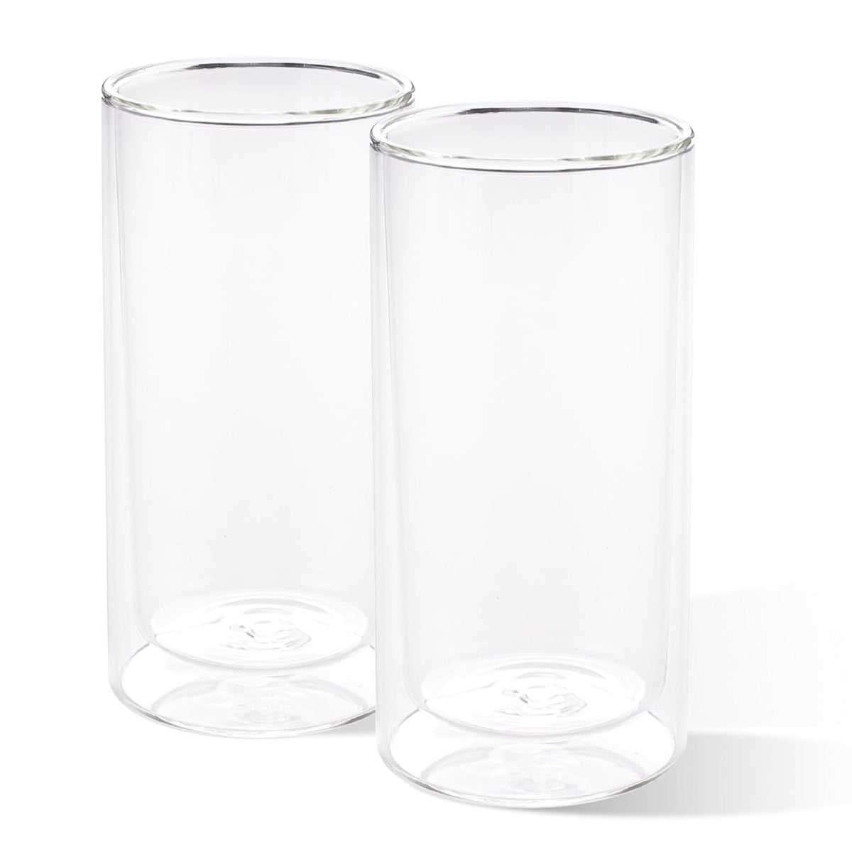 Kuber Industries 2 Pcs Double Walled Glasses | Borosilicate Glass Tumblers for Water | High Heet Resistance | Microwave & Dishwasher Safe | Juice Glasse | 250 ML | Pack of 1 | Transparent