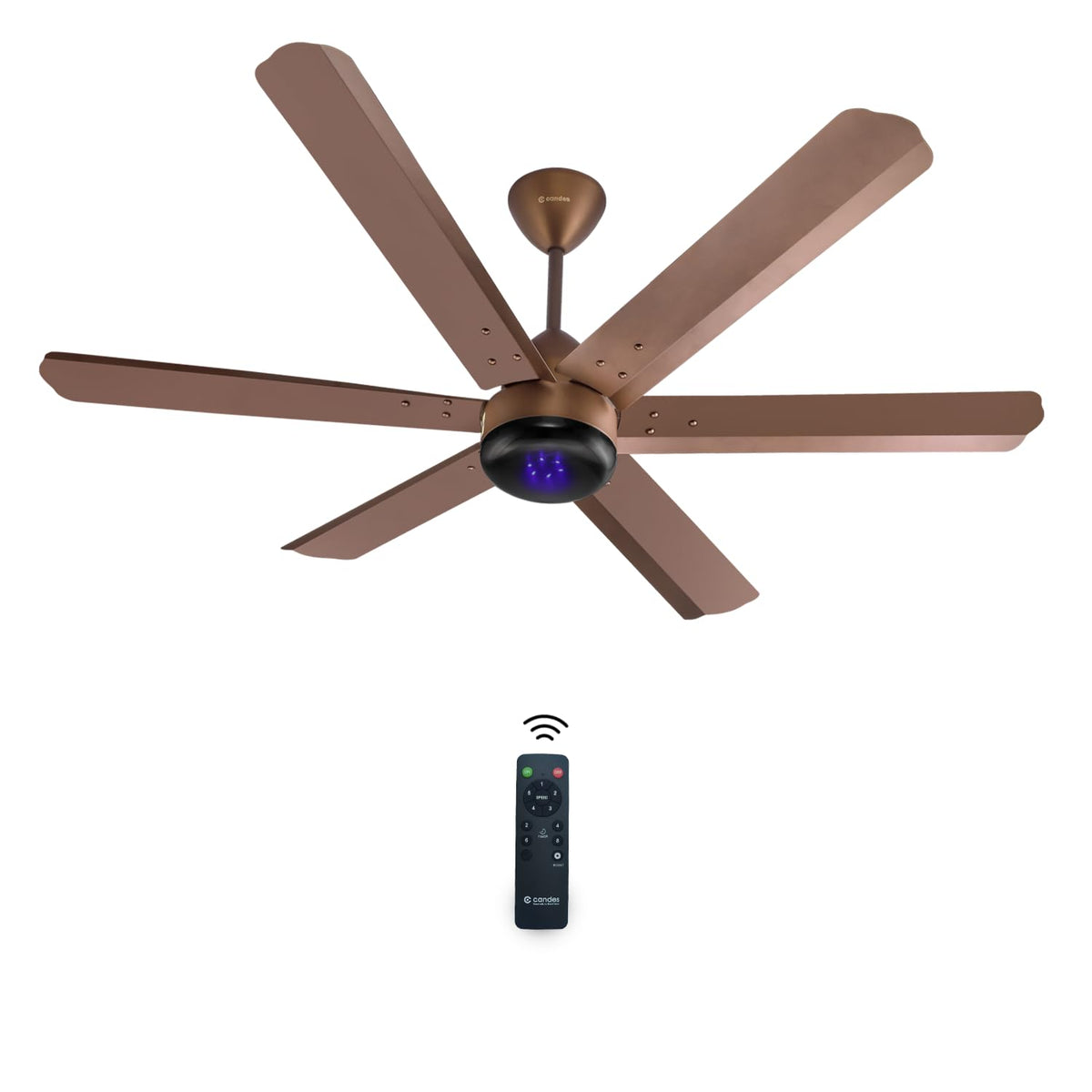 Candes Phantom BLDC Ceiling Fan 1200mm | 5 Star BLDC Fan Ceiling | High Airflow | Noiseless Ceiling Fan with Remote | 6 Blade BLDC Ceiling Fans for Home | 3 Year Warranty | Rustic Brown