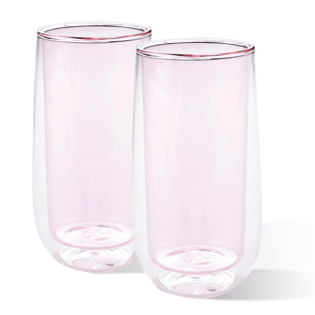 Kuber Industries 8 Pcs Double Walled Borosilicate Glass | High Thermal Resistance | Microwave & Dishwasher Safe | 240 ML | Pack of 4 | Pink