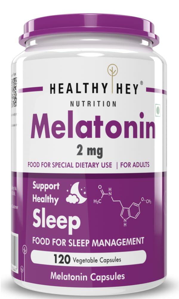 HealthyHey Nutrition Melatonin 2mg - 120 vegetable capsules - Promotes Sleep and Relaxation