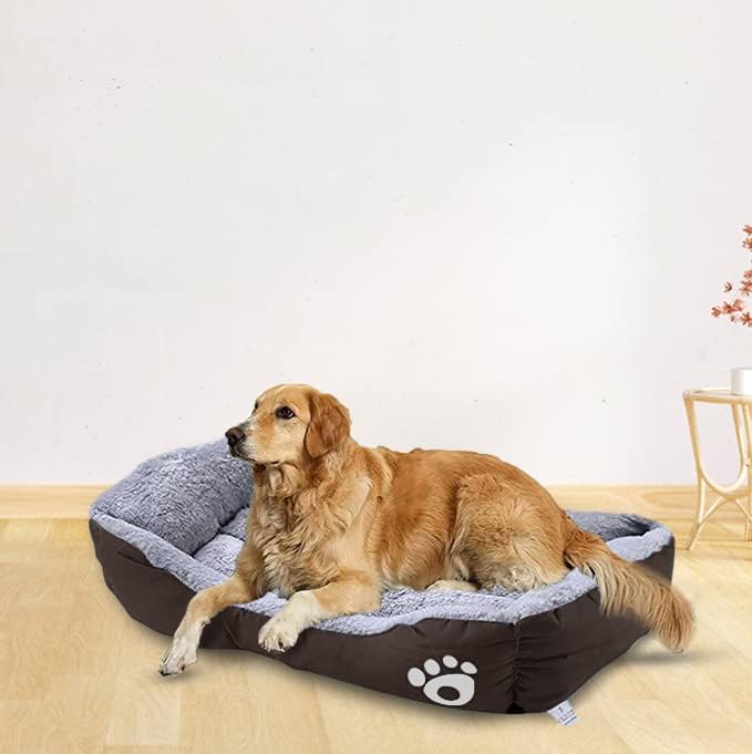 Petvit Dog & Cat Bed|Polyester Face with Cotton & Polyester Filling|Comfortable and Durable|Rectangle Pet Bed for Enhanced Stretching Space|Machine Wash|QY036BR-S|Brown