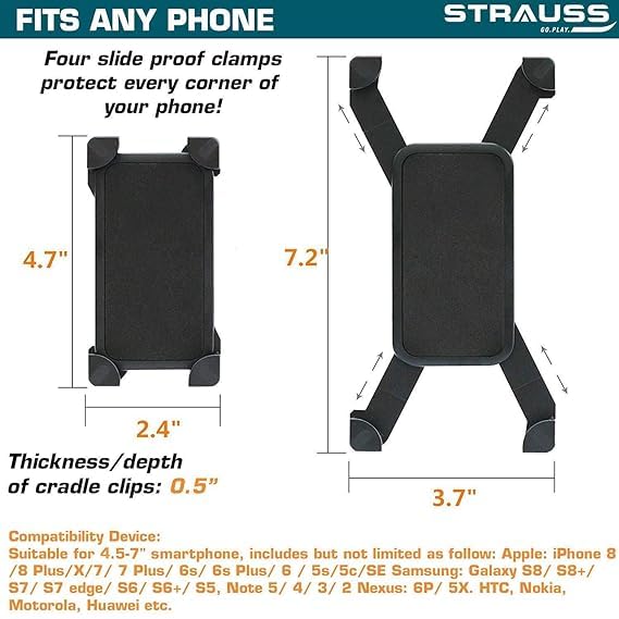 Strauss Bike Mobile Holder - Durable Clamp for Phones