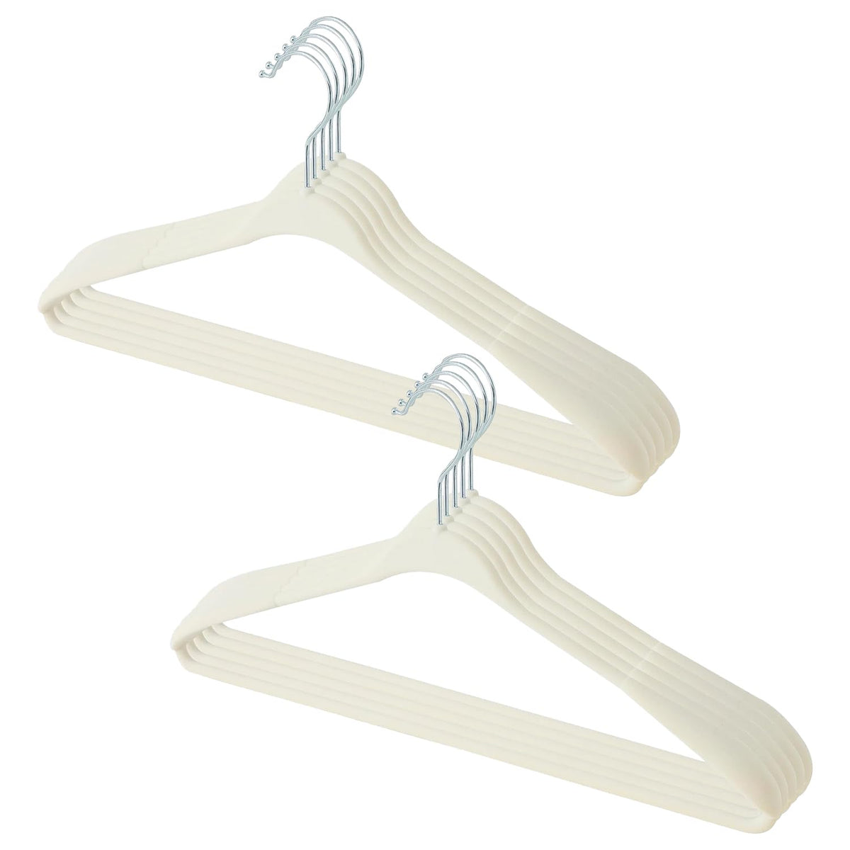 Kuber IndustriesVelvet Cloth Hanger Set of 10 with Chromed Plated Steel Hook (White)