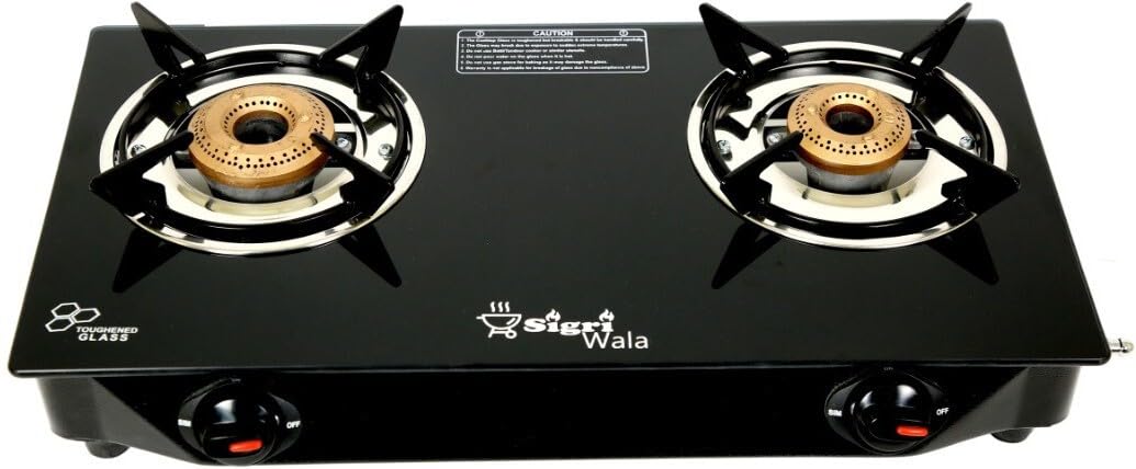 Sigri-wala Surya ISI Certified Glass Manual Gas Stove (2 Burners)