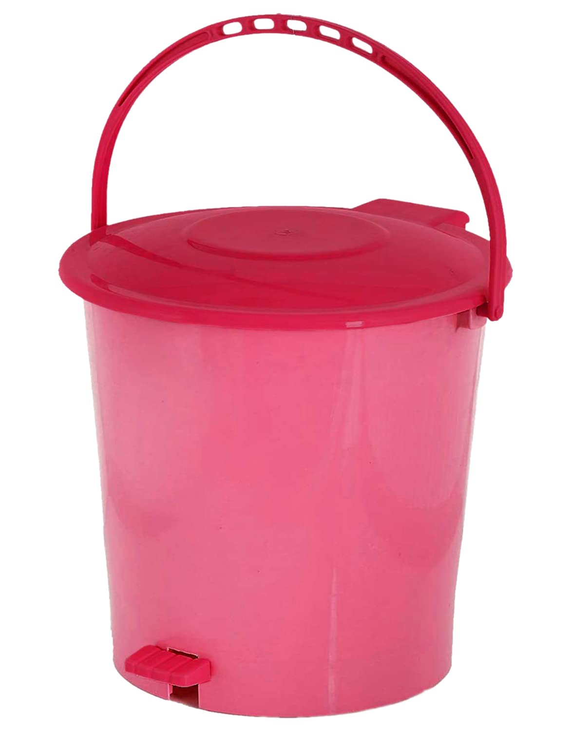 Kuber Industries Plastic Pedal Dustbin, Trashbin, Wastebin For Kitchen, Bathroom, Office Use With Handle, 5 Liter (Pink & Red)-47KM0904