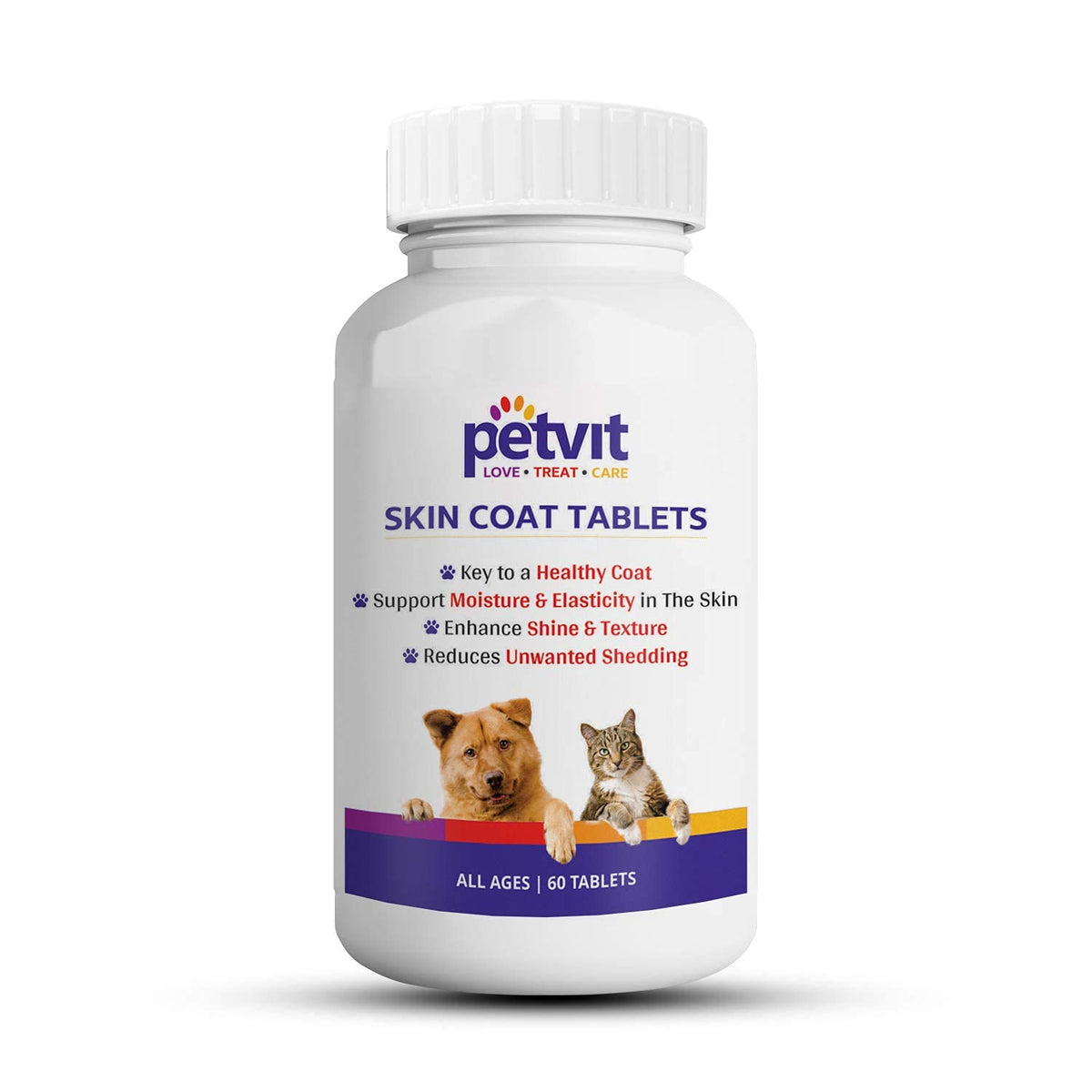 Petvit Dog Skin and Coat Supplement Tablets | Dog Hair Loss Treatment - Added Turmeric & Essential Vitamins | Supports Healthy Skin & Shiny Coat | 60 Tablets