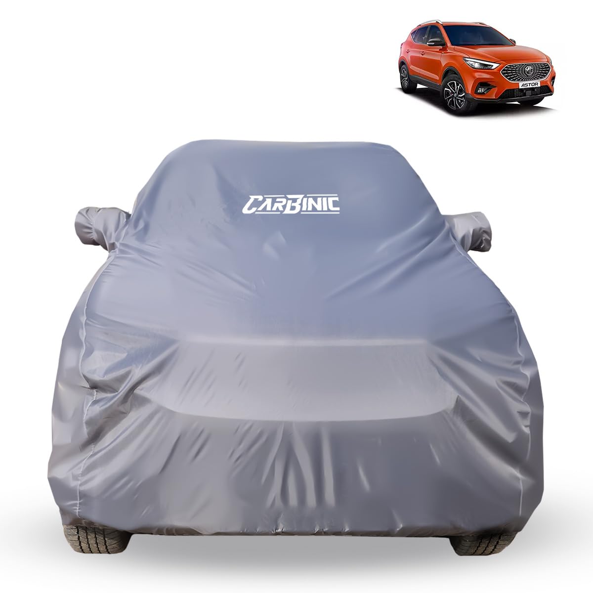 CARBINIC Car Body Cover for MG Astor 2021 | Water Resistant, UV Protection Car Cover | Scratchproof Body Shield | Dustproof All-Weather Cover | Mirror Pocket & Antenna | Car Accessories, Grey