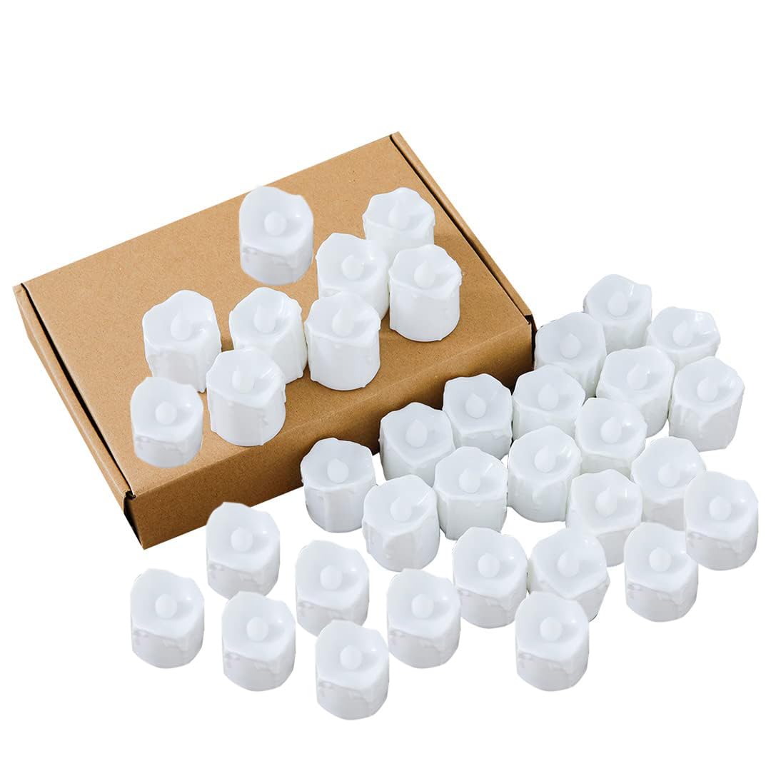 Kuber Industries LED Candles for Home Decoration|Battey Operated|Yellow Light|Safe & Easy to Maintain|Diwali Lights for Decoration,Along with Festivities & Parties|B0-001,Set of 24,(White)(Pack of 2)
