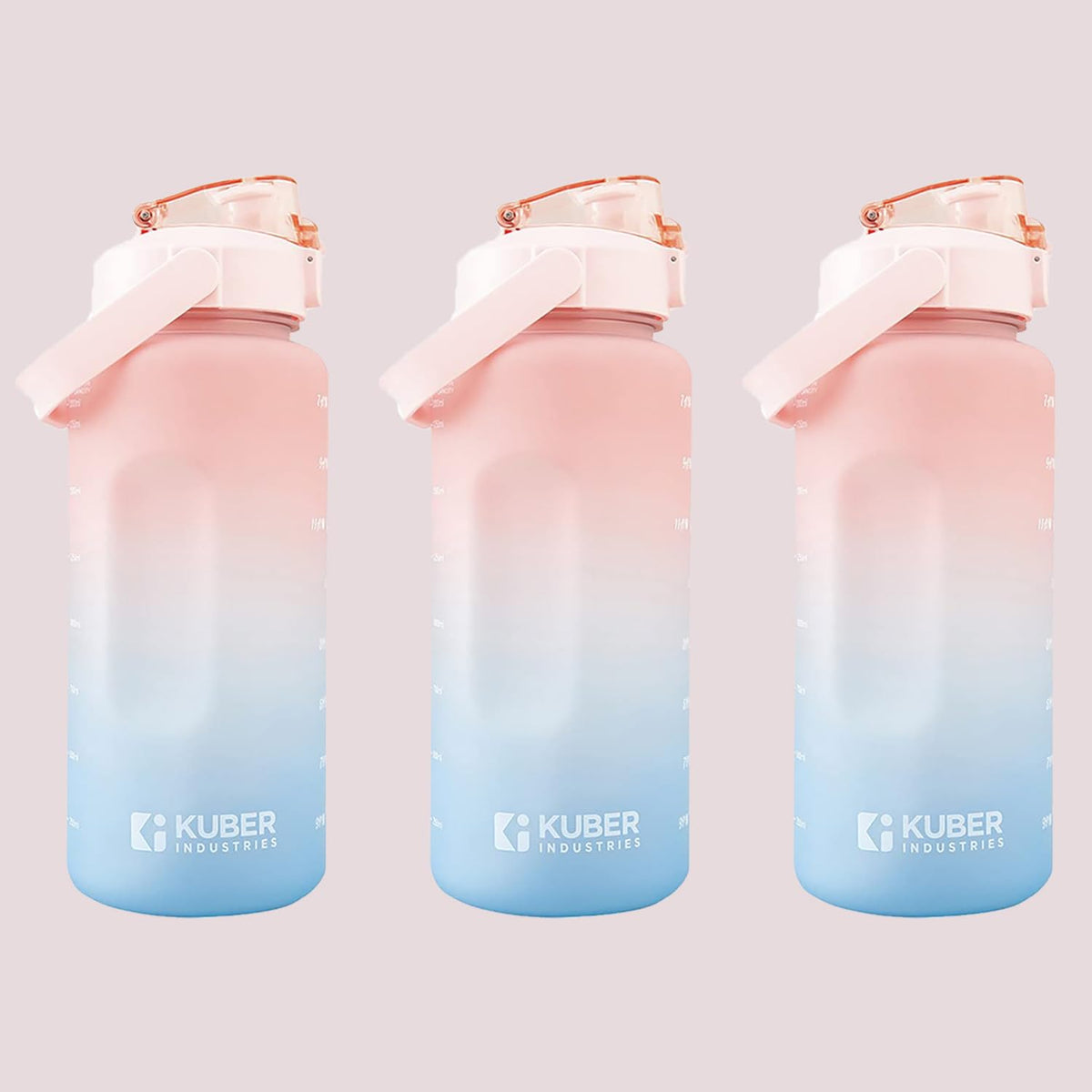 Kuber Industries Motivational 2 LTR Water Bottle with Time Marker|BPA Free,Leakproof,Non-Toxic & Durable|Sipper Water Bottle for Kids & Adults with Straw|For Gym,Home,Office & School |Pink (Pack Of 3)