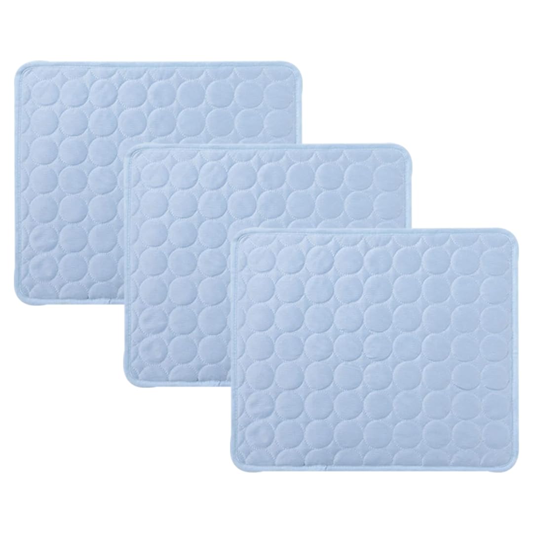 Kuber Industries Rectangular Dog & Cat Bed|Premium Cool Ice Silk Polyester With Bottom Mesh|MultiUtility Self-Cooling Pad For Dog & Cat|Light-weight & Durable Dog Bed|ZQCJ001LB-L|Light Blue(Pack Of 3)